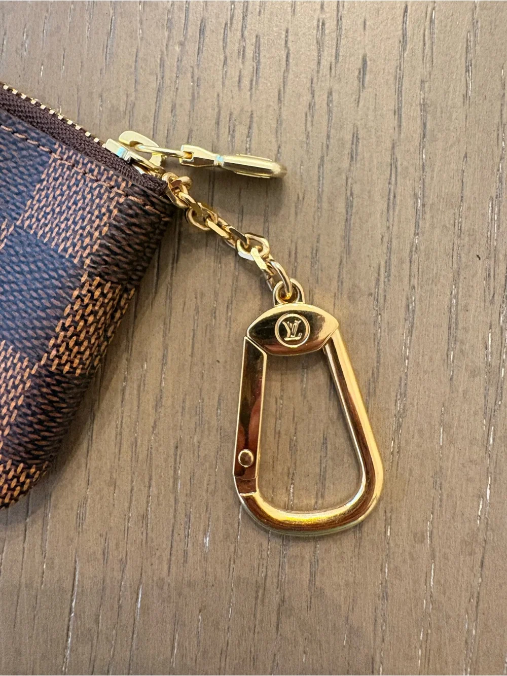Louis Vuitton Brown Damier Key Pouch with Gold Hardware